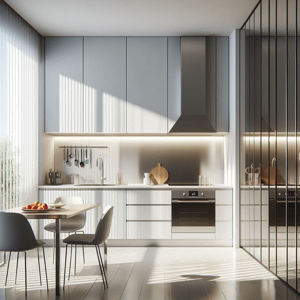 kuchyně s velkým zrcadlem