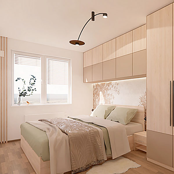 návrh ložnice se skříni