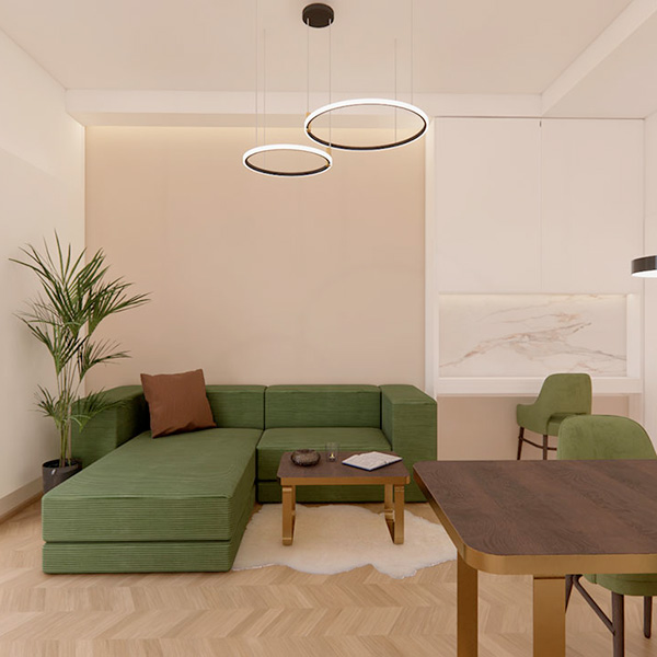 návrh obývacího pokoje Vinohrady