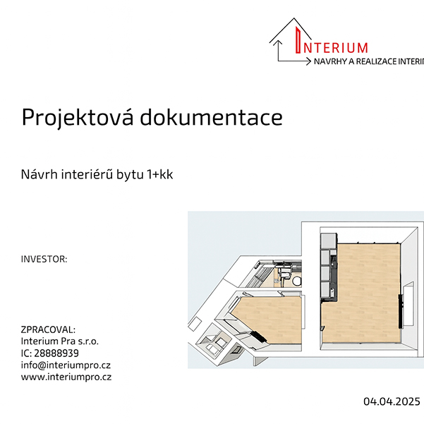 Проектная документация дизайна интерьера квартиры 1+kk для долгосрочной аренды - Na Folimance, Прага