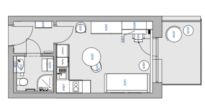 Dispoziční řešení bytu 1+KK